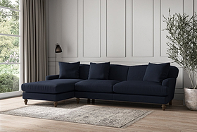 Deni Grand Left Hand Chaise Sofa - Brera Linen Indigo