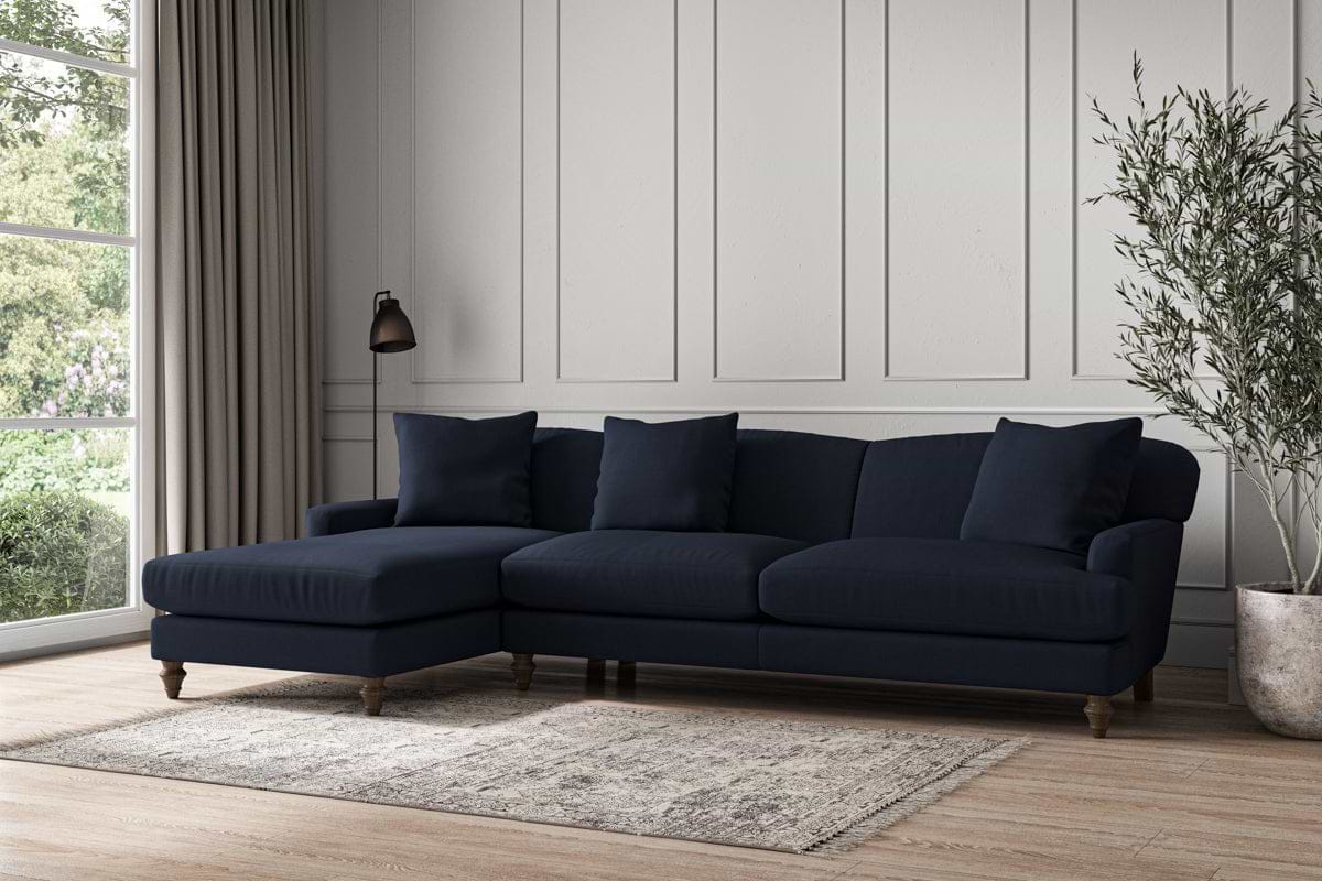 Deni Grand Left Hand Chaise Sofa - Brera Linen Indigo