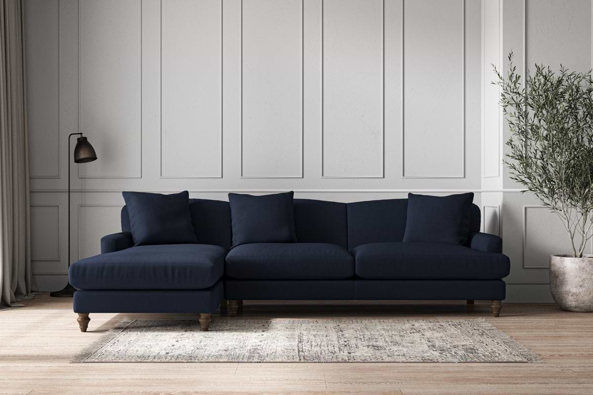 Deni Grand Left Hand Chaise Sofa - Brera Linen Indigo-MAKE TO ORDER-Nkuku