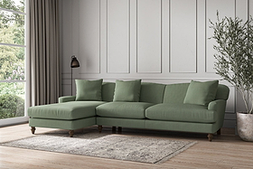 Deni Grand Left Hand Chaise Sofa - Brera Linen Jade-MAKE TO ORDER-Nkuku