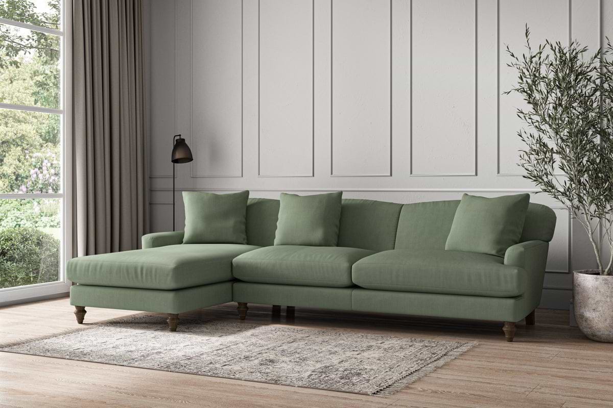 Deni Grand Left Hand Chaise Sofa - Brera Linen Jade-MAKE TO ORDER-Nkuku