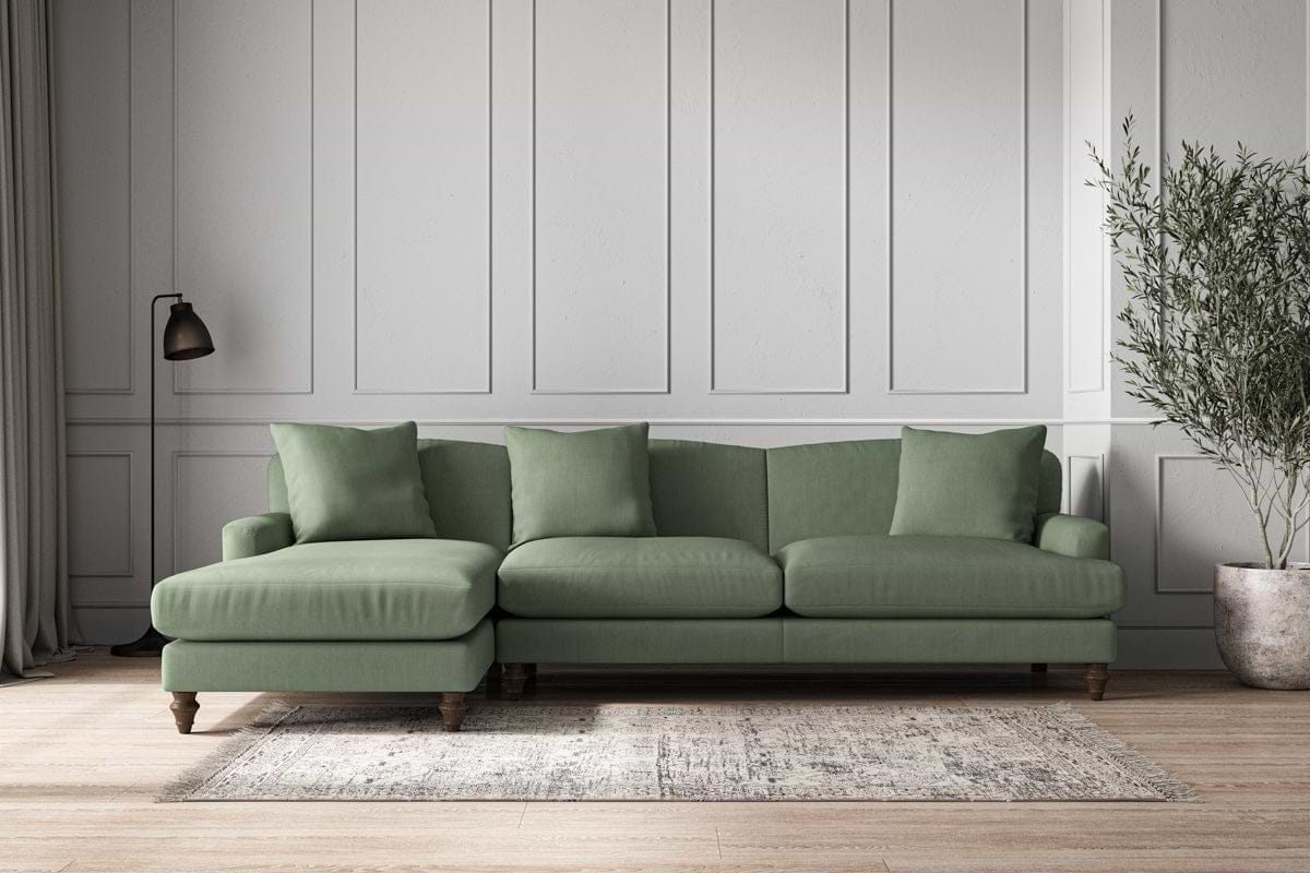 Deni Grand Left Hand Chaise Sofa - Brera Linen Jade-MAKE TO ORDER-Nkuku