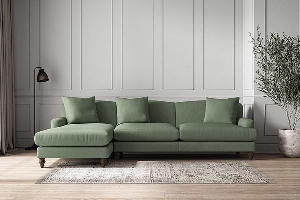 Deni Grand Left Hand Chaise Sofa - Brera Linen Jade-MAKE TO ORDER-Nkuku