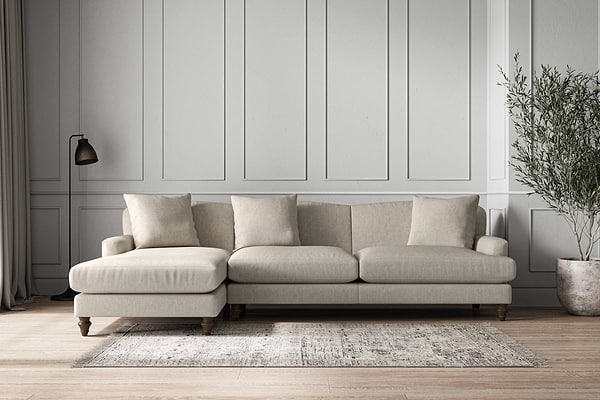 Deni Grand Left Hand Chaise Sofa - Brera Linen Natural-MAKE TO ORDER-Nkuku