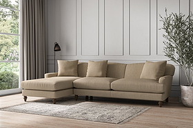 Deni Grand Left Hand Chaise Sofa - Brera Linen Pebble