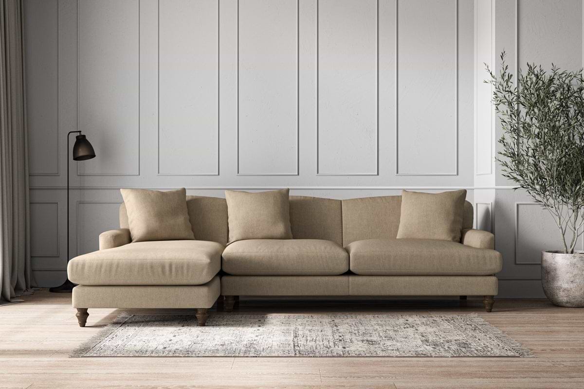 Deni Grand Left Hand Chaise Sofa - Brera Linen Pebble