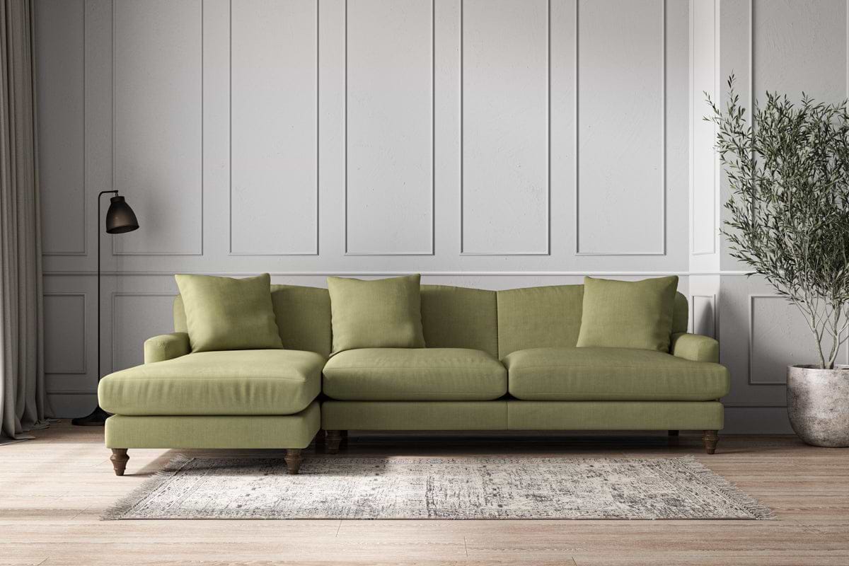 Deni Grand Left Hand Chaise Sofa - Brera Linen Sage-MAKE TO ORDER-Nkuku