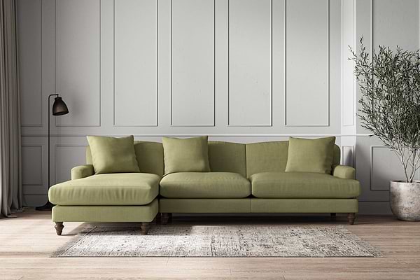 Deni Grand Left Hand Chaise Sofa - Brera Linen Sage