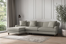 Deni Grand Left Hand Chaise Sofa - Brera Linen Smoke