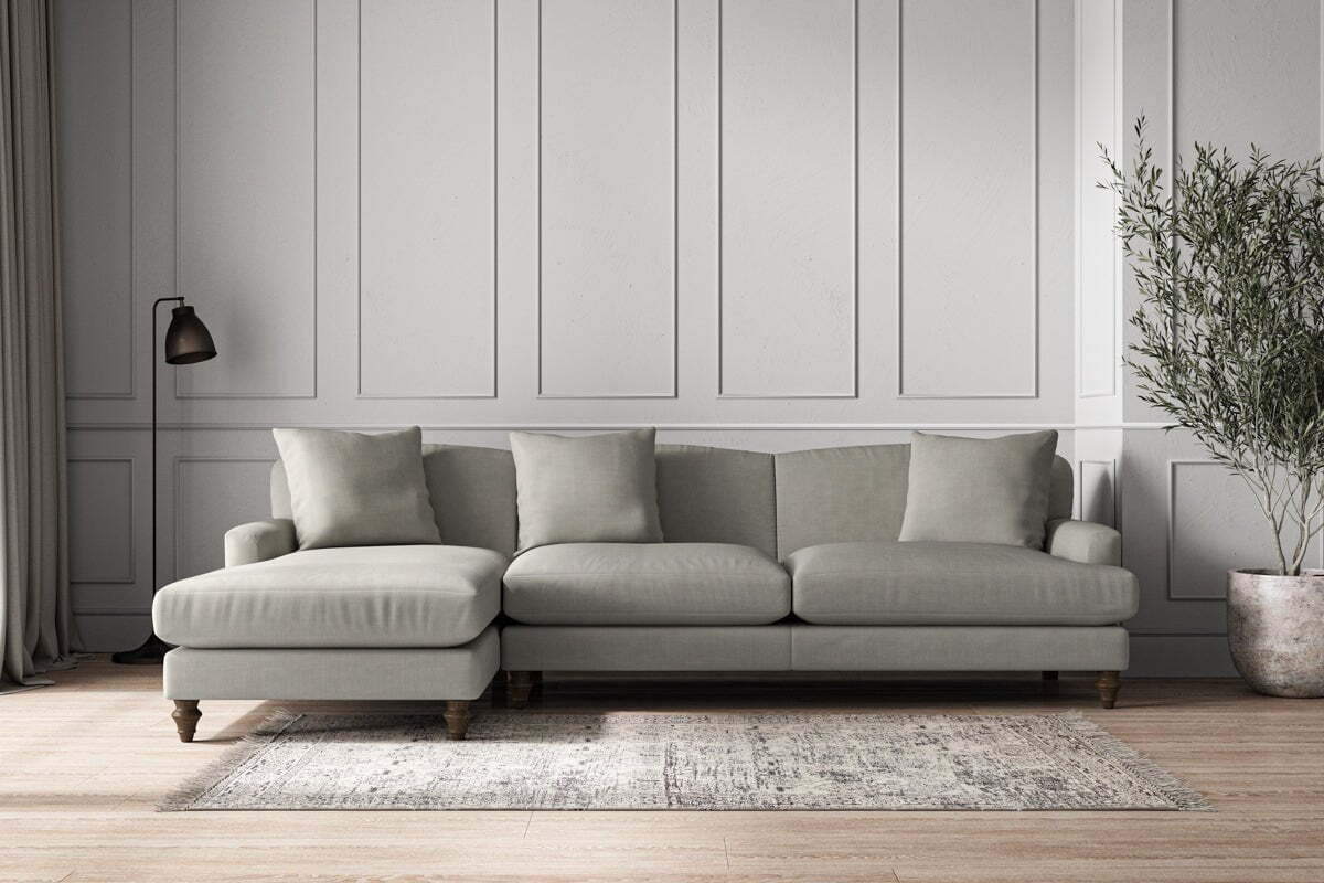 Deni Grand Left Hand Chaise Sofa - Brera Linen Smoke-MAKE TO ORDER-Nkuku
