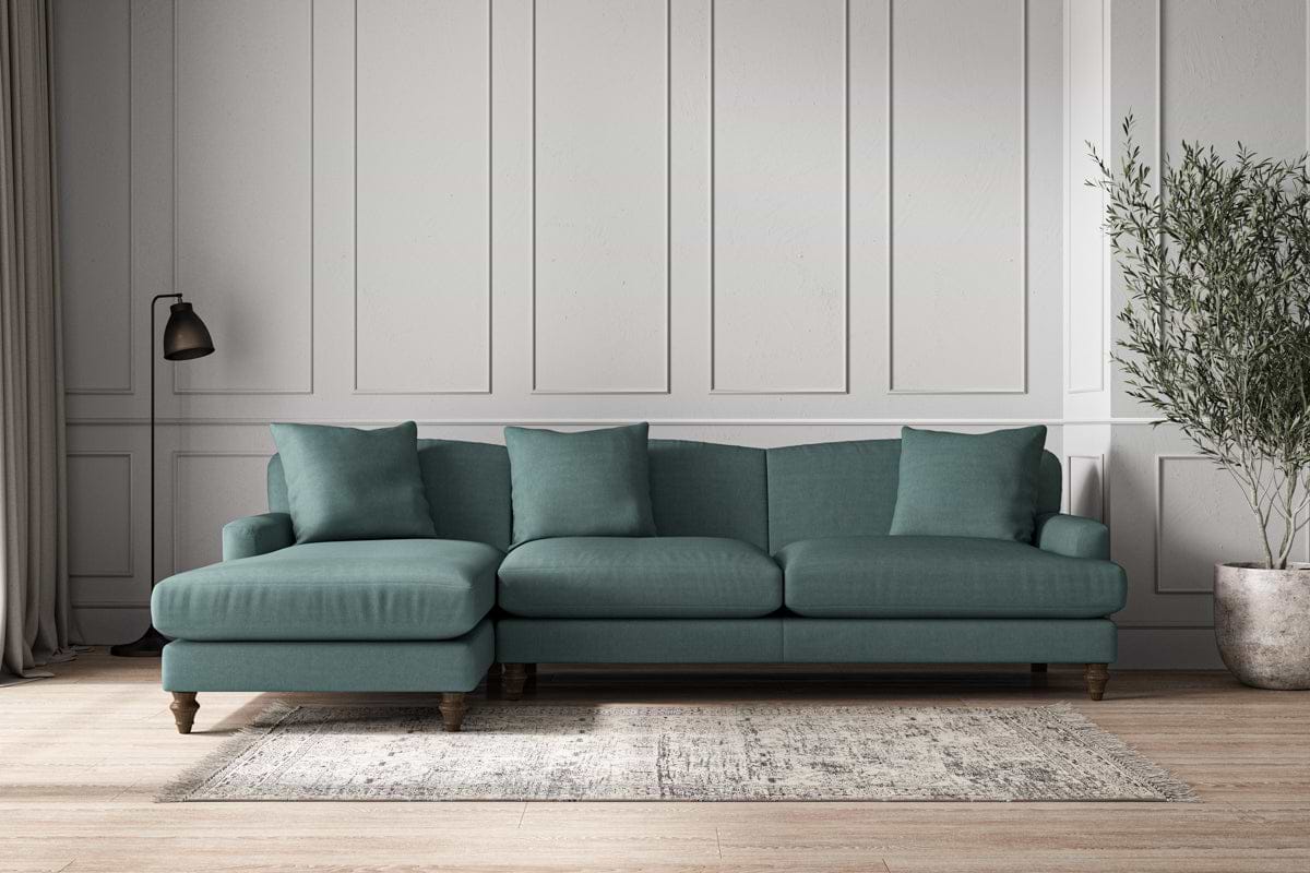 Deni Grand Left Hand Chaise Sofa - Recycled Cotton Airforce-MAKE TO ORDER-Nkuku