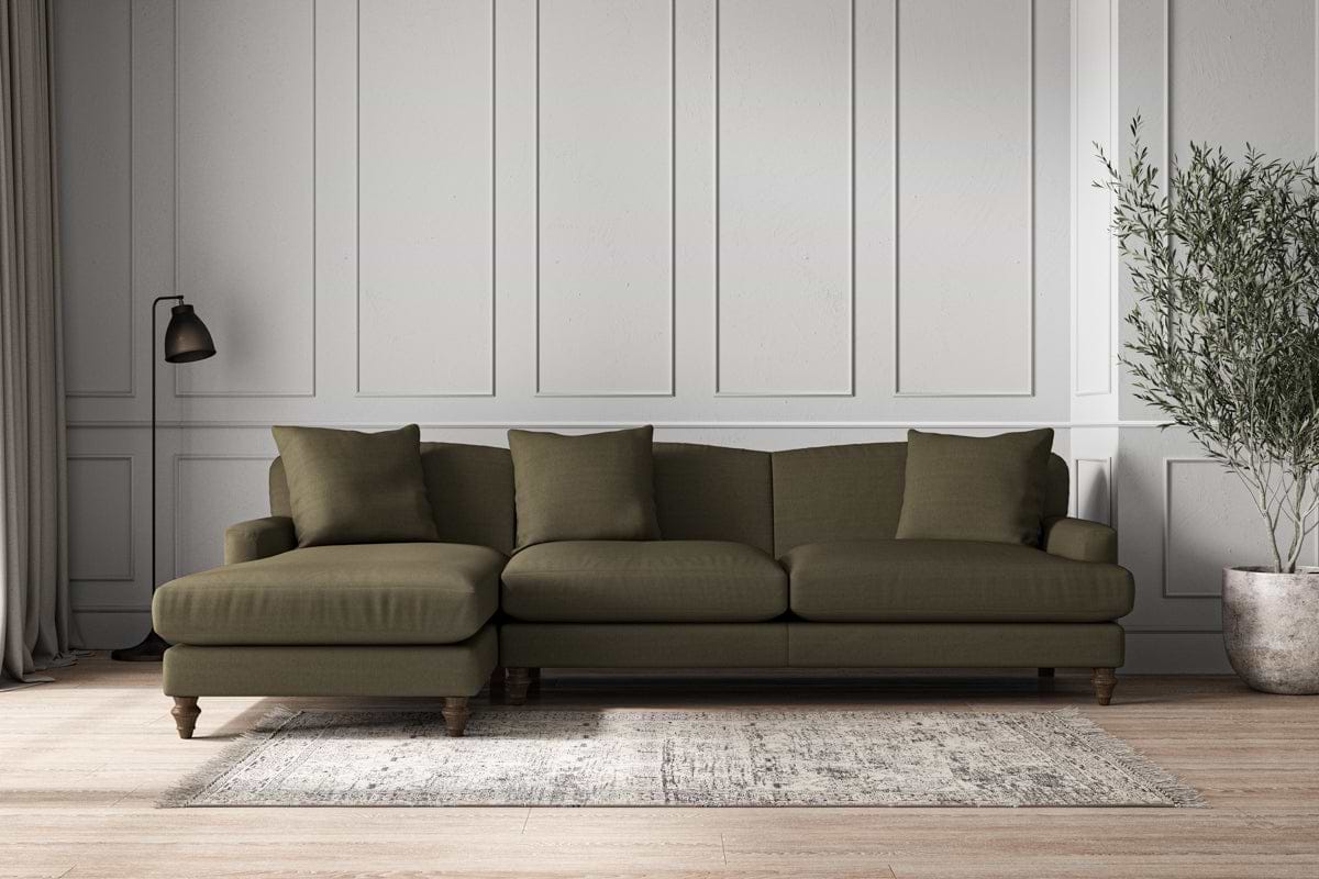 Deni Grand Left Hand Chaise Sofa - Recycled Cotton Fatigue-MAKE TO ORDER-Nkuku