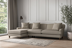 Deni Grand Left Hand Chaise Sofa - Recycled Cotton Flax