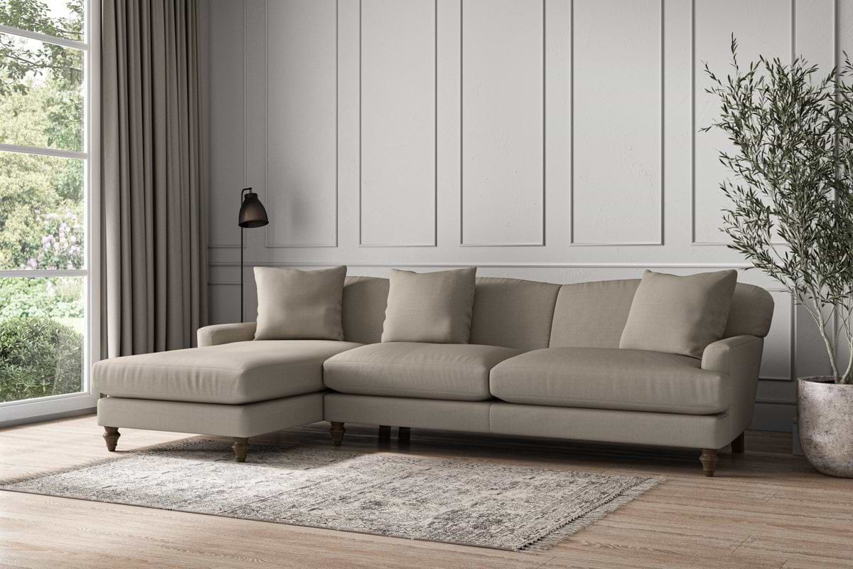 Deni Grand Left Hand Chaise Sofa - Recycled Cotton Flax