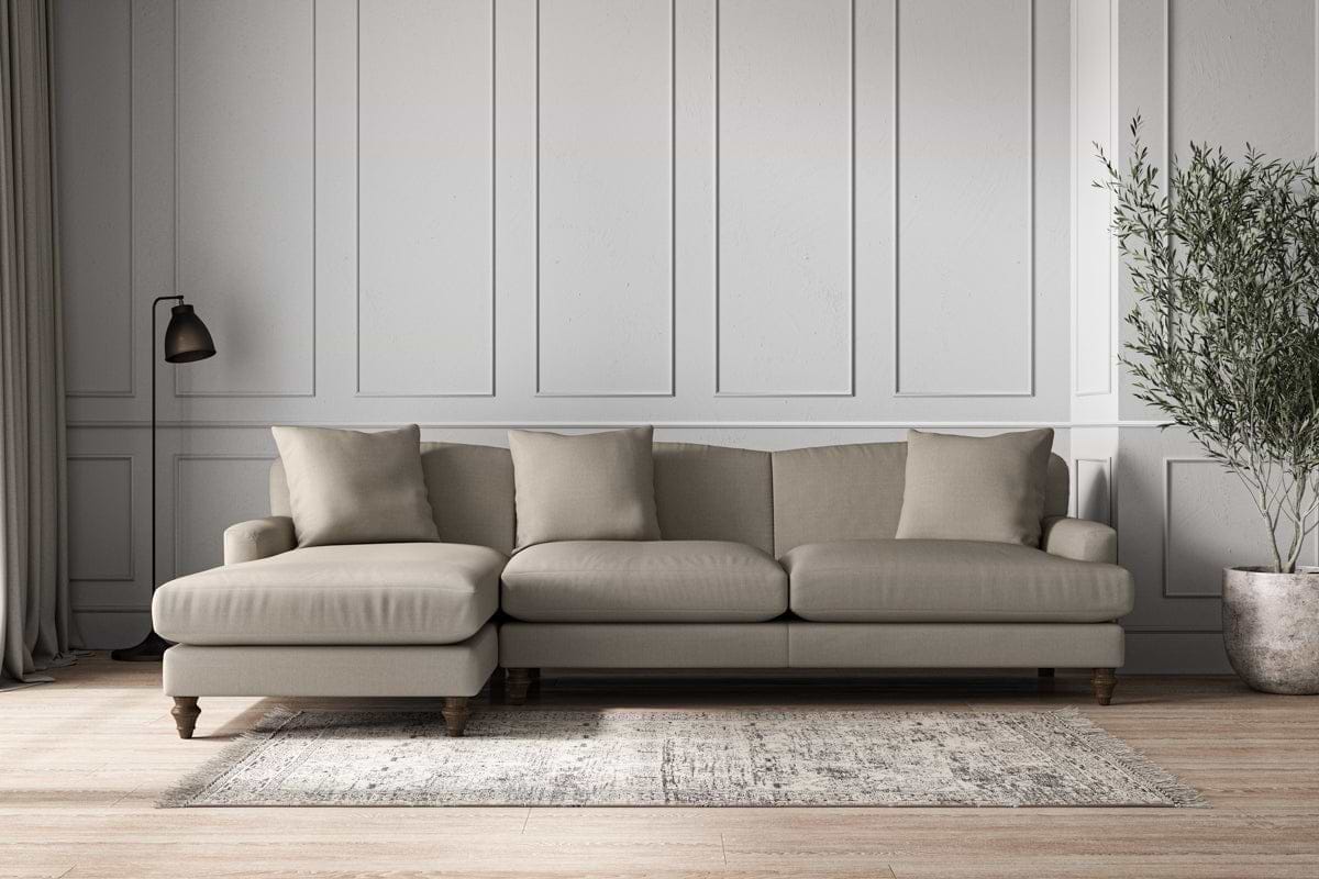 Deni Grand Left Hand Chaise Sofa - Recycled Cotton Flax-MAKE TO ORDER-Nkuku