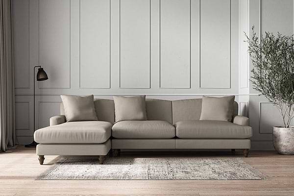Deni Grand Left Hand Chaise Sofa - Recycled Cotton Flax