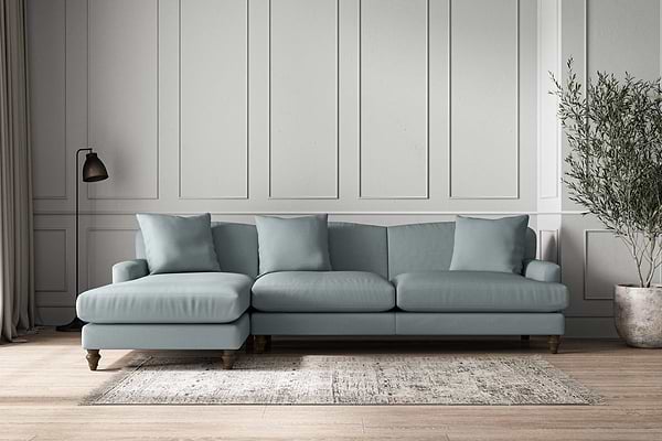 Deni Grand Left Hand Chaise Sofa - Recycled Cotton Horizon-MAKE TO ORDER-Nkuku