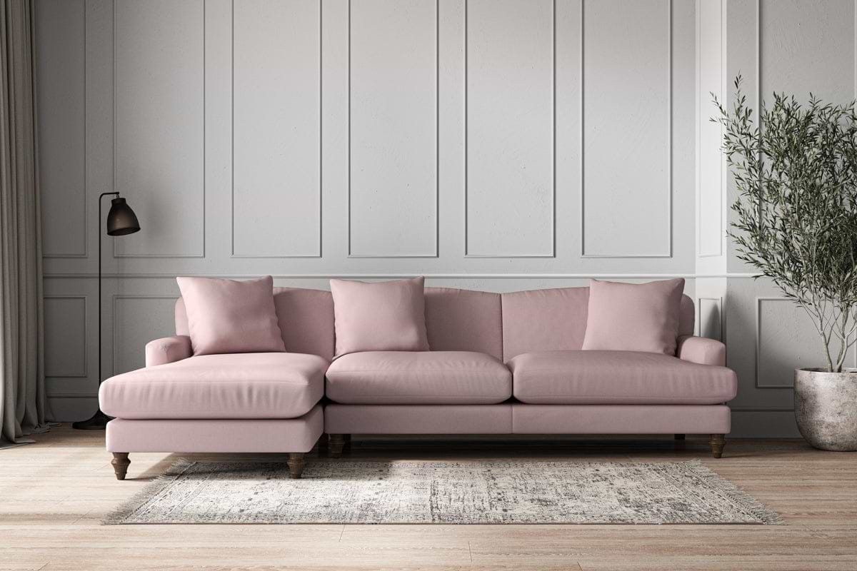 Deni Grand Left Hand Chaise Sofa - Recycled Cotton Lavender-MAKE TO ORDER-Nkuku