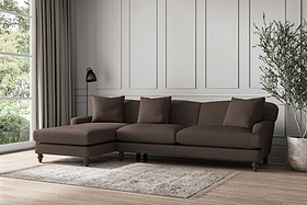 Deni Grand Left Hand Chaise Sofa - Recycled Cotton Mocha-MAKE TO ORDER-Nkuku
