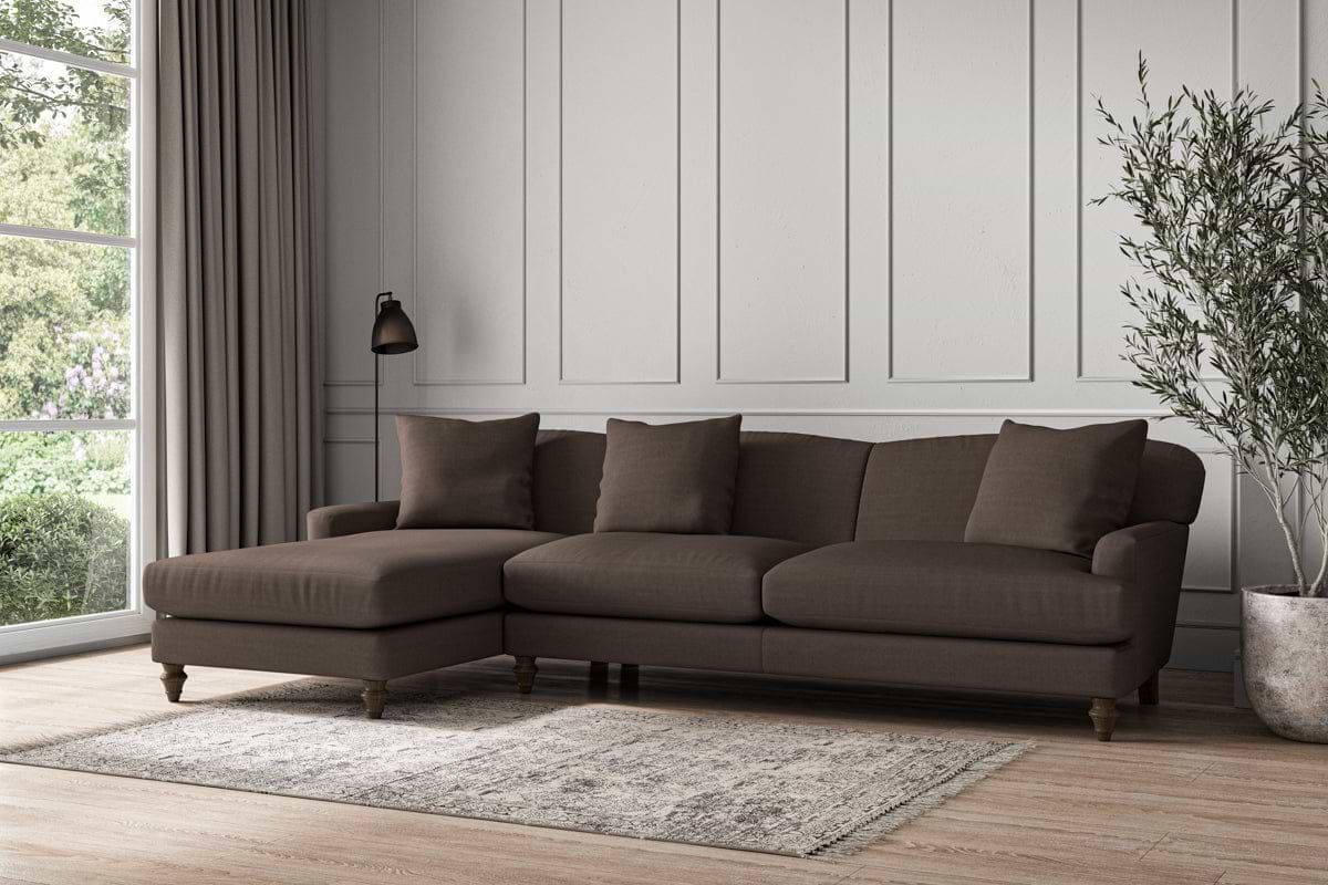 Deni Grand Left Hand Chaise Sofa - Recycled Cotton Mocha-MAKE TO ORDER-Nkuku