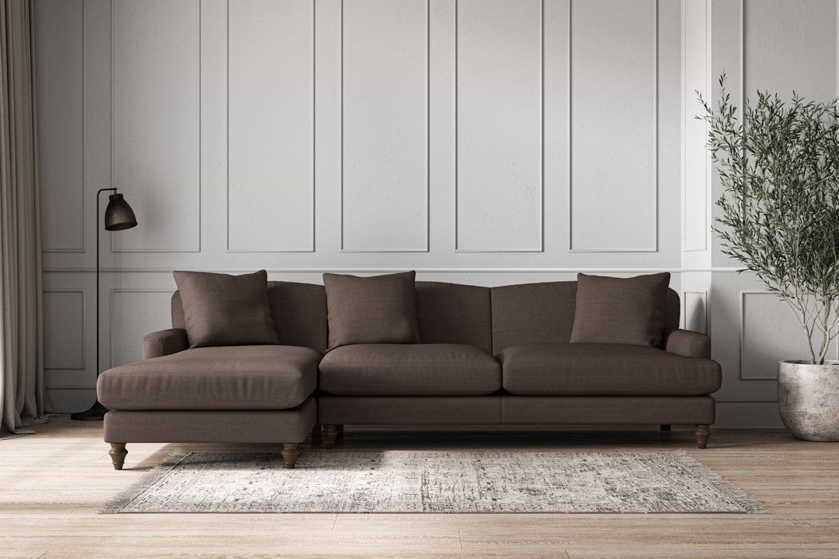 Deni Grand Left Hand Chaise Sofa - Recycled Cotton Mocha-MAKE TO ORDER-Nkuku