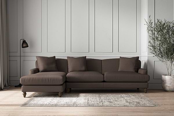 Deni Grand Left Hand Chaise Sofa - Recycled Cotton Mocha-MAKE TO ORDER-Nkuku