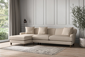 Deni Grand Left Hand Chaise Sofa - Recycled Cotton Natural