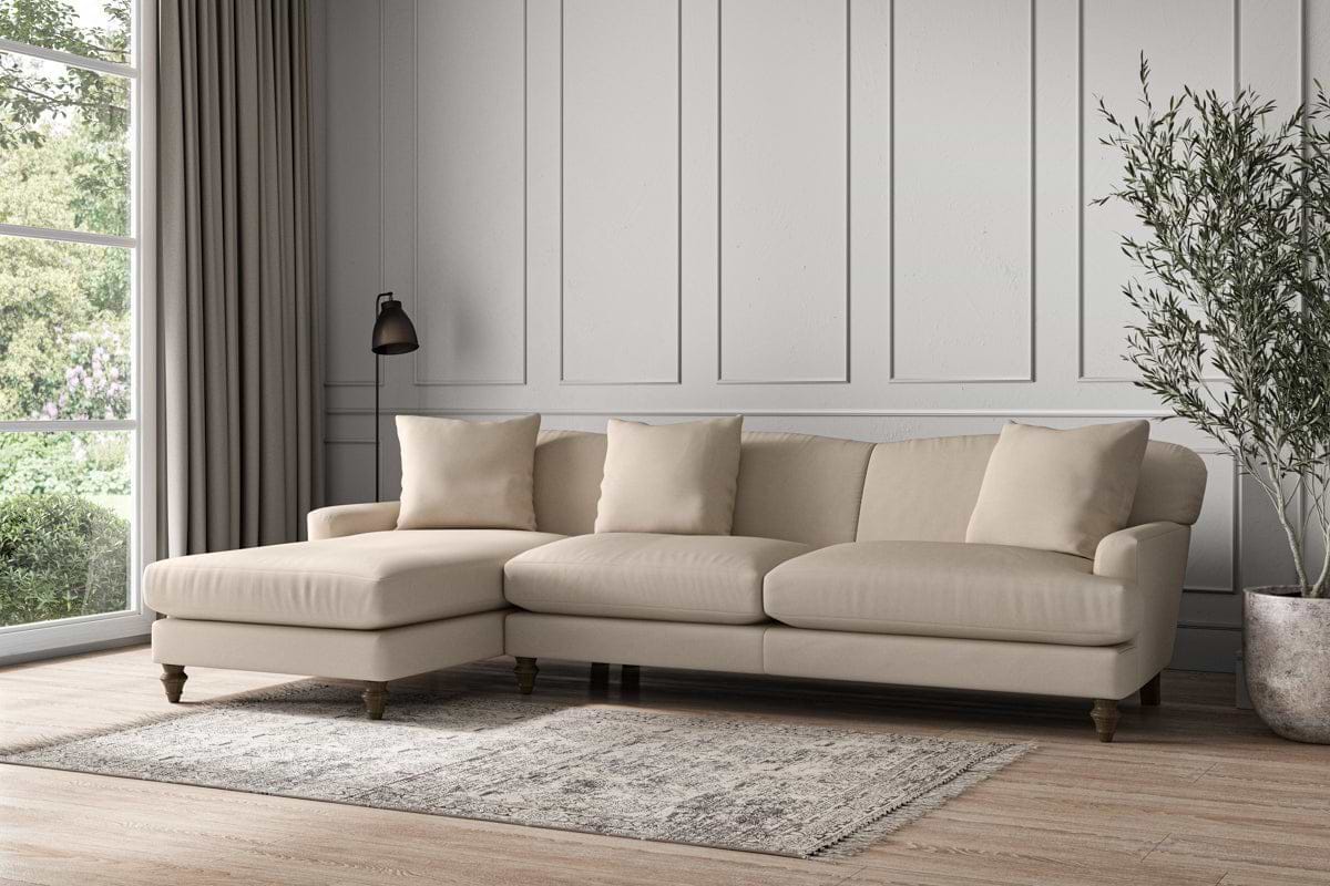 Deni Grand Left Hand Chaise Sofa - Recycled Cotton Natural