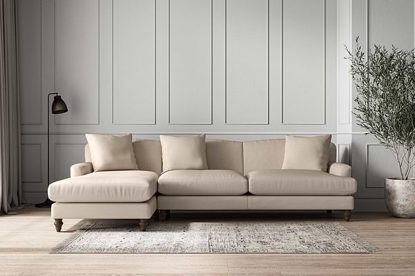 Deni Grand Left Hand Chaise Sofa - Recycled Cotton Natural