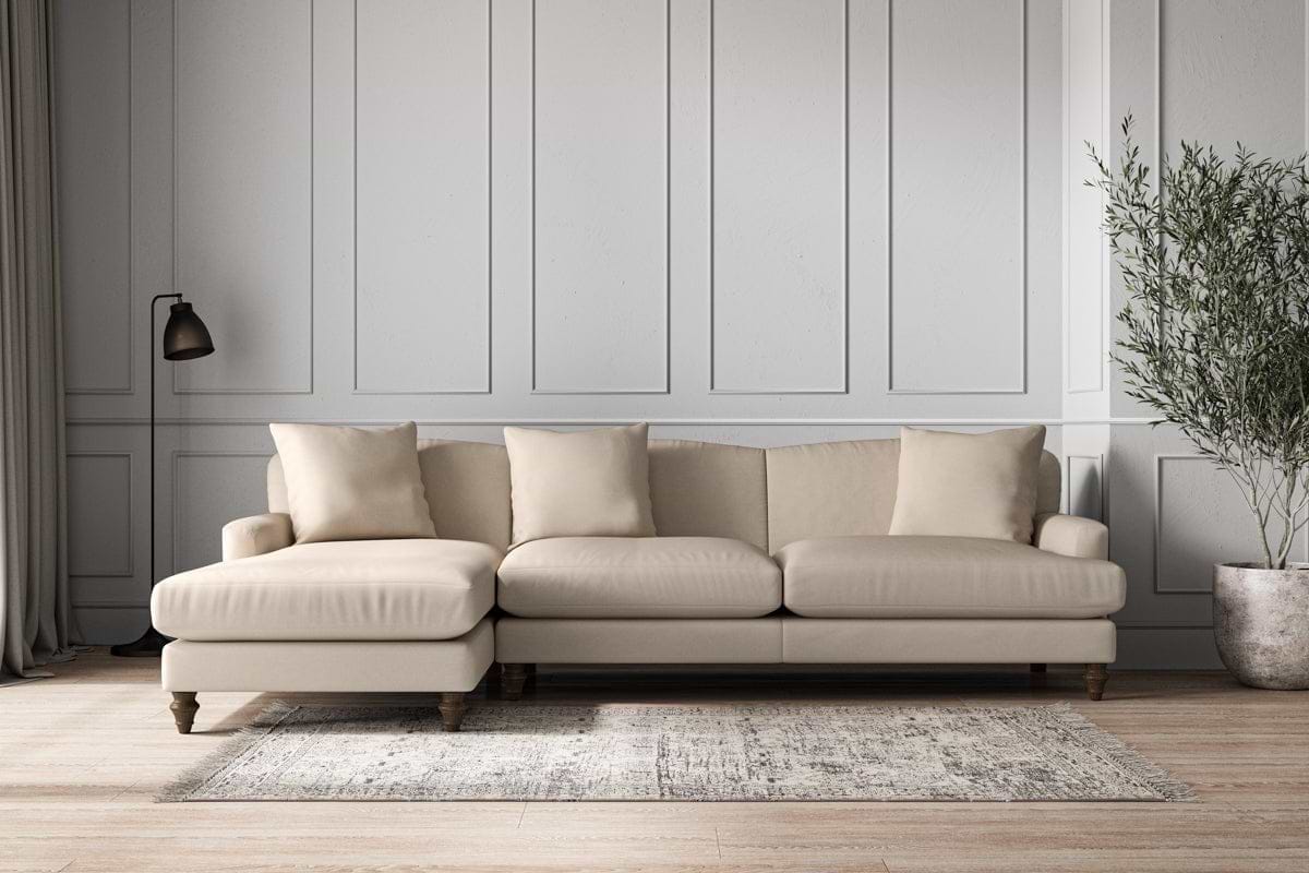 Deni Grand Left Hand Chaise Sofa - Recycled Cotton Natural