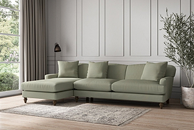 Deni Grand Left Hand Chaise Sofa - Recycled Cotton Seaspray-MAKE TO ORDER-Nkuku