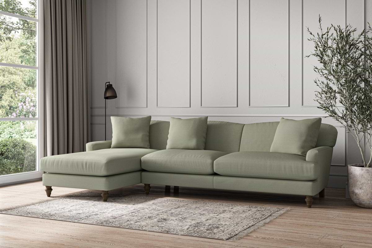 Deni Grand Left Hand Chaise Sofa - Recycled Cotton Seaspray-MAKE TO ORDER-Nkuku