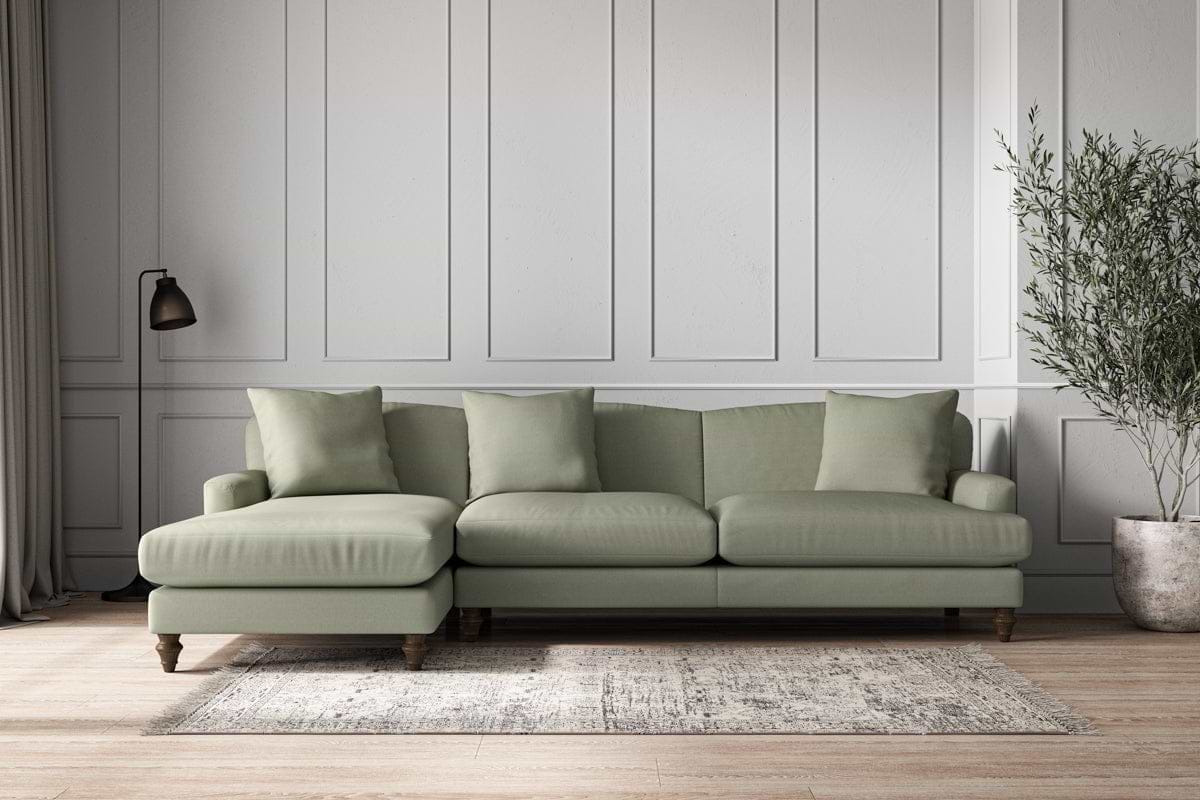 Deni Grand Left Hand Chaise Sofa - Recycled Cotton Seaspray-MAKE TO ORDER-Nkuku