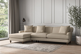 Deni Grand Left Hand Chaise Sofa - Recycled Cotton Stone