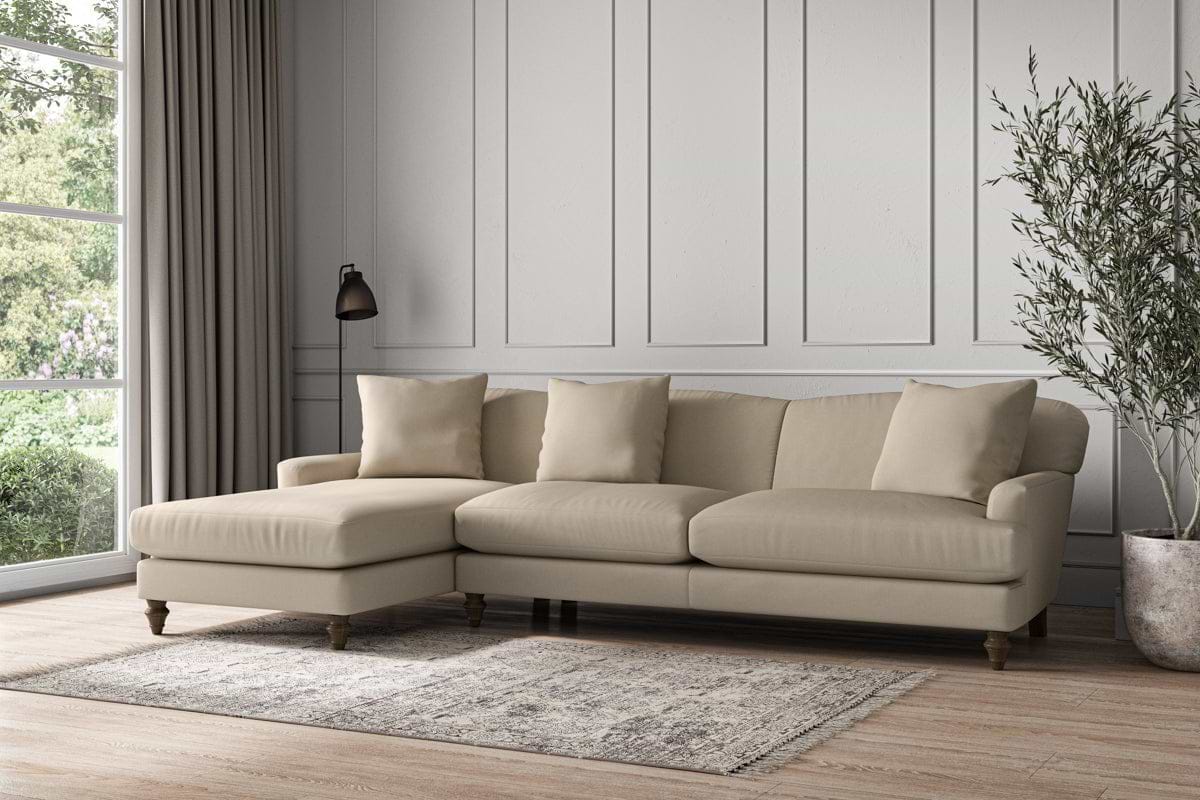 Deni Grand Left Hand Chaise Sofa - Recycled Cotton Stone