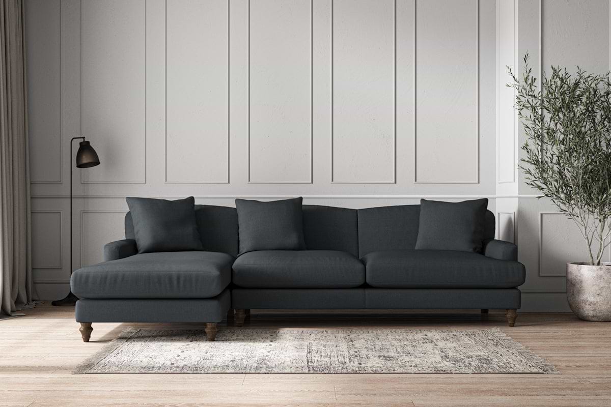 Deni Grand Left Hand Chaise Sofa - Recycled Cotton Thunder-MAKE TO ORDER-Nkuku