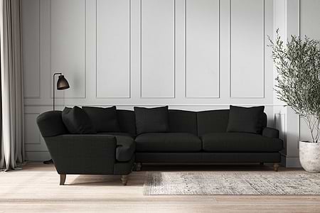 Deni Grand Left Hand Corner Sofa - Brera Linen Charcoal