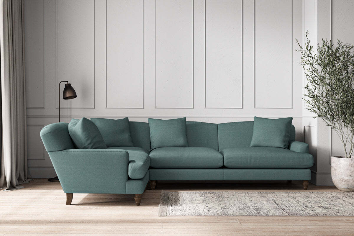 Deni Grand Left Hand Corner Sofa - Recycled Cotton Airforce-MAKE TO ORDER-Nkuku
