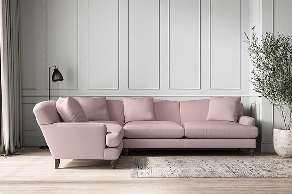 Deni Grand Left Hand Corner Sofa - Recycled Cotton Lavender
