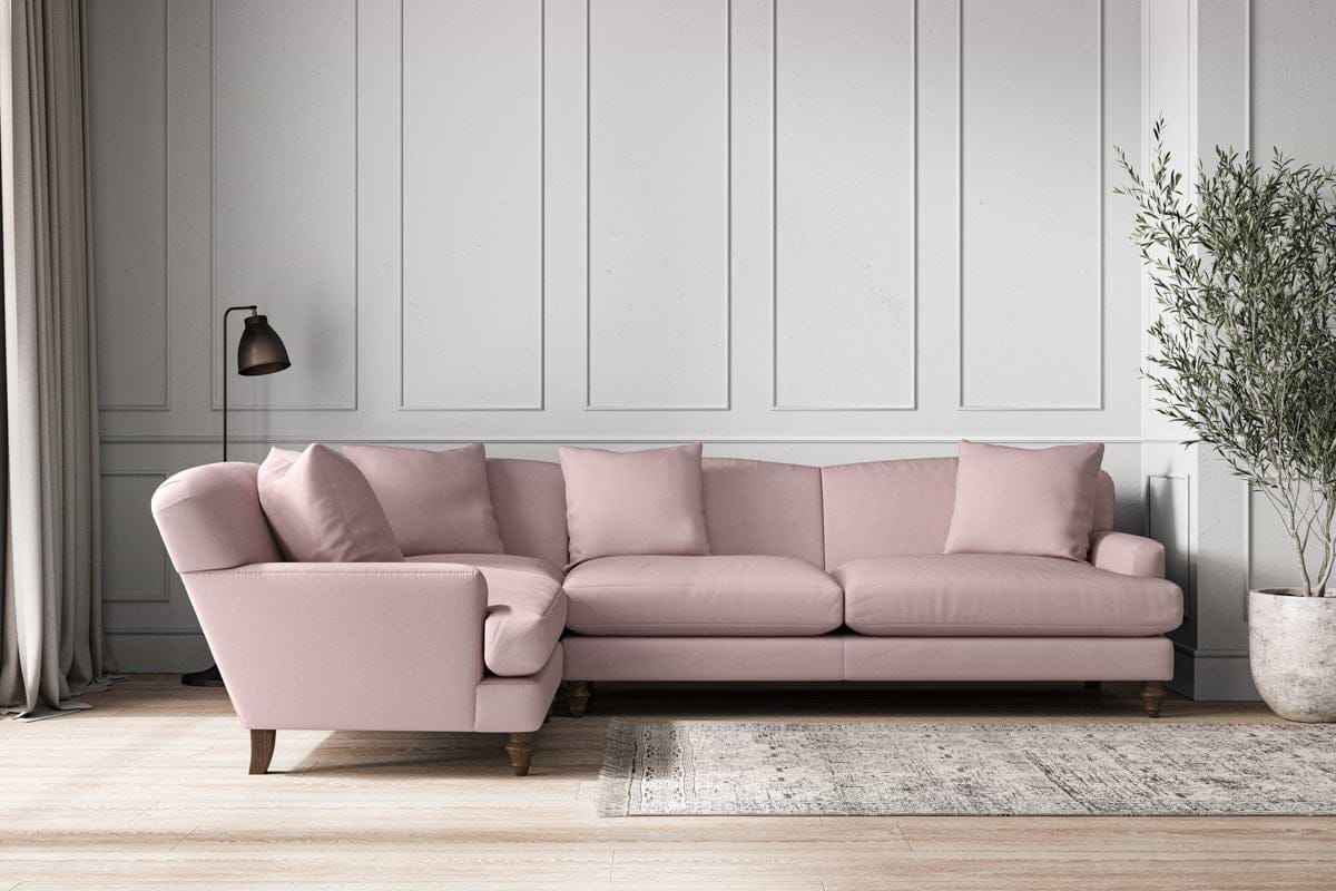 Deni Grand Left Hand Corner Sofa - Recycled Cotton Lavender