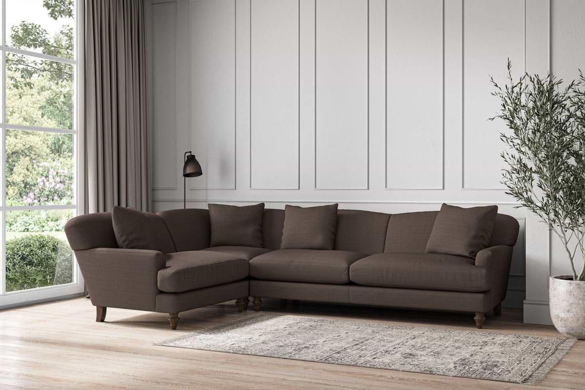Deni Grand Left Hand Corner Sofa - Recycled Cotton Mocha-MAKE TO ORDER-Nkuku