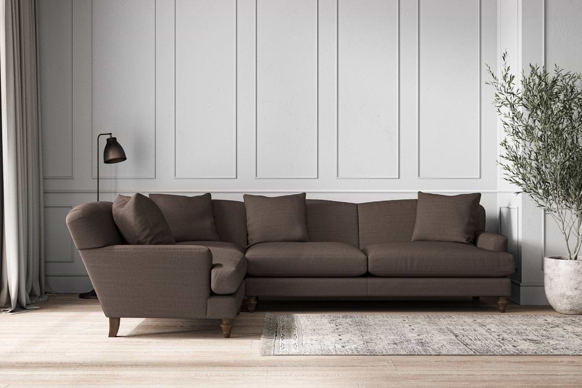Deni Grand Left Hand Corner Sofa - Recycled Cotton Mocha-MAKE TO ORDER-Nkuku