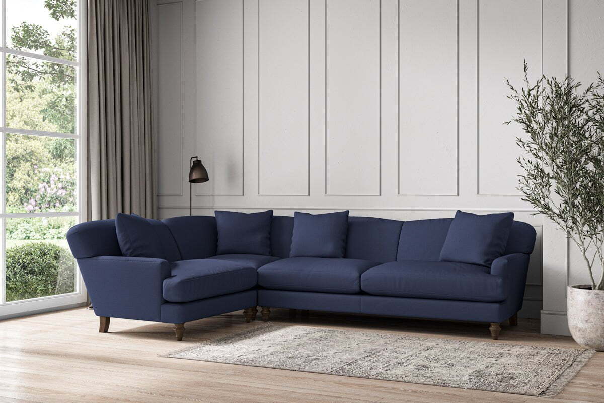 Deni Grand Left Hand Corner Sofa - Recycled Cotton Navy-MAKE TO ORDER-Nkuku