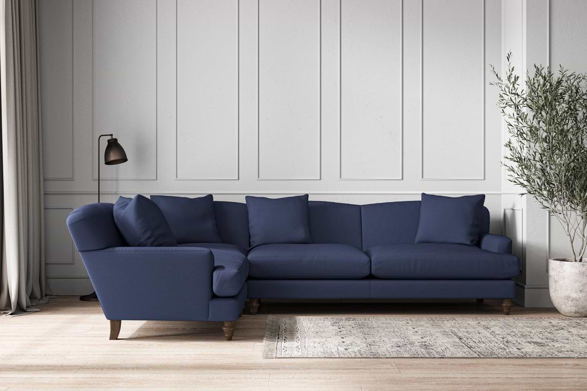 Deni Grand Left Hand Corner Sofa - Recycled Cotton Navy-MAKE TO ORDER-Nkuku