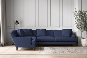 Deni Grand Left Hand Corner Sofa - Recycled Cotton Navy-MAKE TO ORDER-Nkuku