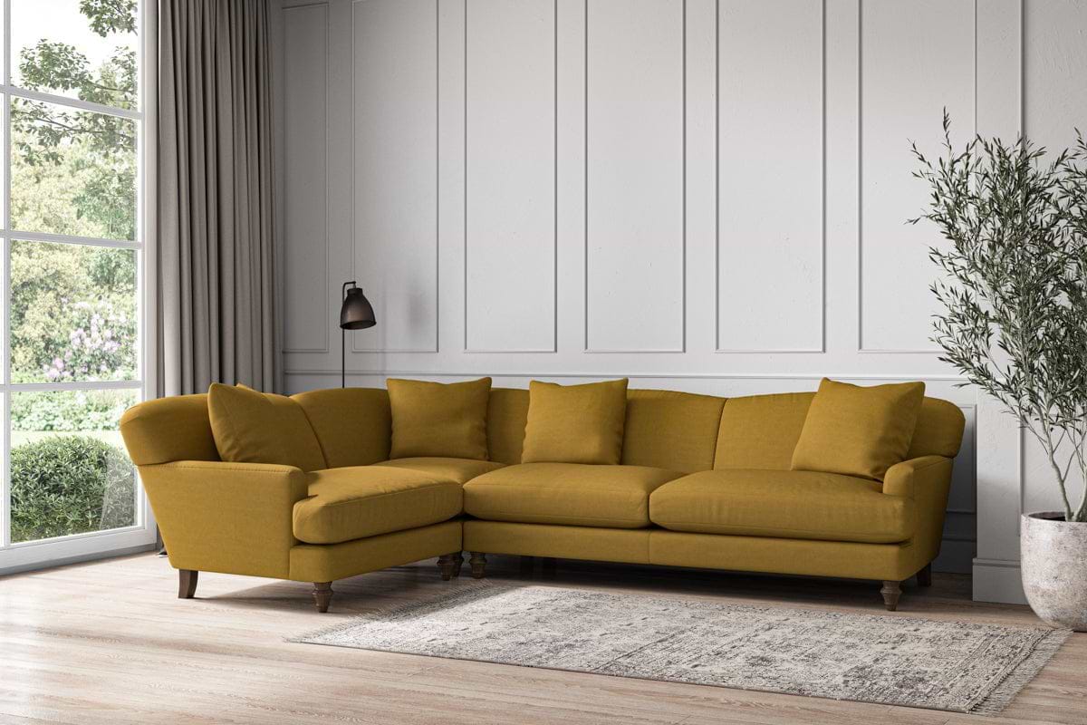 Deni Grand Left Hand Corner Sofa - Recycled Cotton Ochre-MAKE TO ORDER-Nkuku