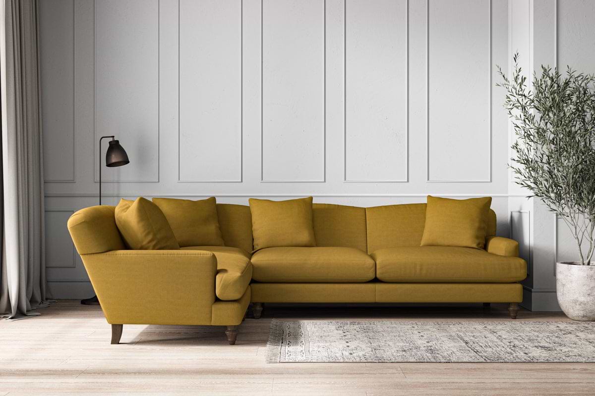 Deni Grand Left Hand Corner Sofa - Recycled Cotton Ochre-MAKE TO ORDER-Nkuku