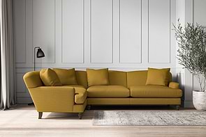 Deni Grand Left Hand Corner Sofa - Recycled Cotton Ochre-MAKE TO ORDER-Nkuku
