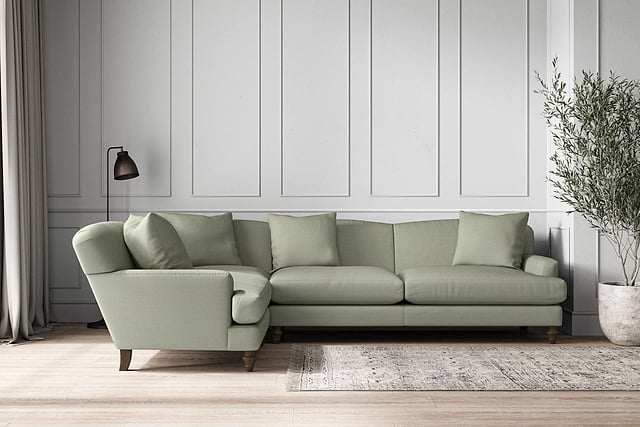 Deni Grand Left Hand Corner Sofa - Recycled Cotton Seaspray-MAKE TO ORDER-Nkuku