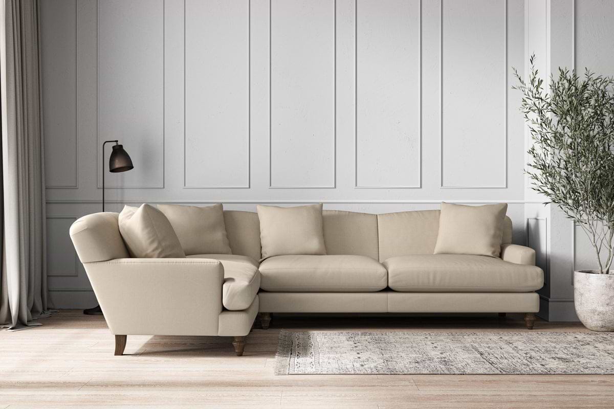 Deni Grand Left Hand Corner Sofa - Recycled Cotton Stone